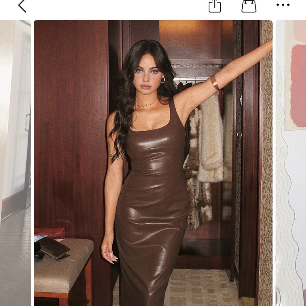 Commense Chocolate Brown Midi Dress